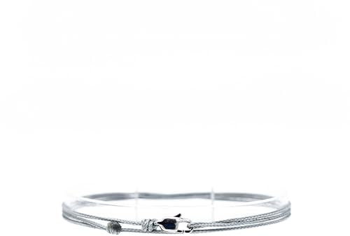 Made by Nami Dünnes Wickel-Fußband für Herren & Damen mit Karabiner-Haken Verschluss - Handmade Männer Fußkettchen - Surfer-Schmuck Herren-Schmuck - 100% Wasserfest & Verstellbar (Grau Silber)