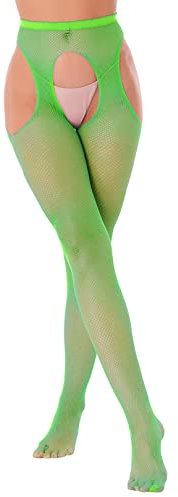 ranrann Bas Porte-Jarretelles Femme Collant Ouvert Entrejambe Sexy Stocking Lingerie Collant Transparent Vert Taille Unique