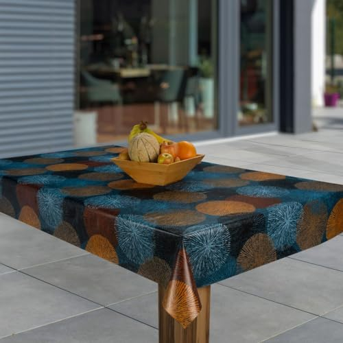 laro Wachstuch-Tischdecke Abwaschbar Garten-Tischdecke Wachstischdecke PVC Plastik-Tischdecken Eckig Meterware Wasserabweisend Abwischbar AS, Muster:Feuerwerk Bunt, Größe:90x90
