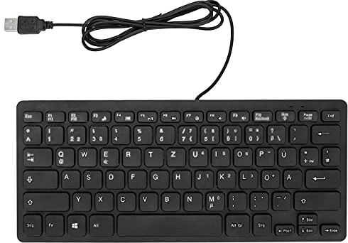Yunseity Russische/französische/deutsche Tastatur, Kabelgebundene USB-Tastatur, Ultradünne Kompakttastatur mit 87 Tasten, für PC, Computer, Desktop(Deutsch)