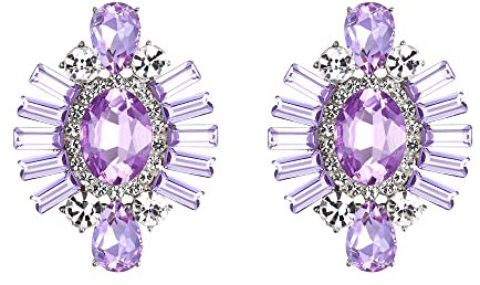 EVER FAITH orecchini floreali per le donne ragazze, viola lavanda strass cristalli vintage goccia forata a perno