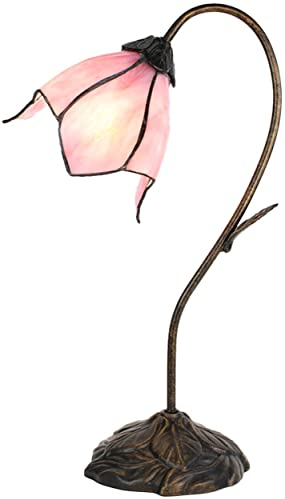 Clayre & Eef 5LL-6234 Tiffany Tischlampe Blume Rosa Ø 30x48 cm E14/max 1x25W