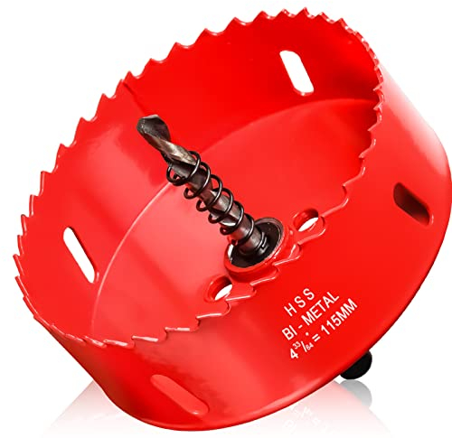 Sierras Perforadoras de 115mm,HSS Bi-Metal para Madera, Plástico, UPVC, Cartón Yeso, Chapa Fina de Hierro