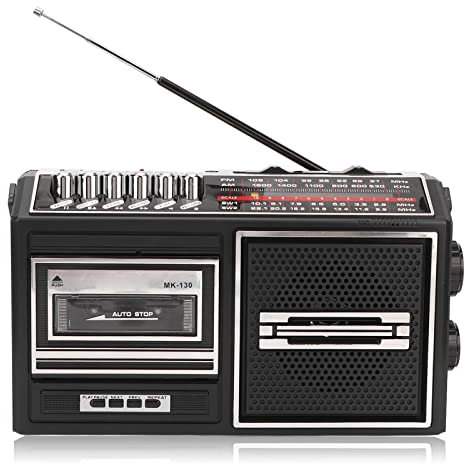 Zunate Cassette Player, Retro Boombox Cassette Player AM/FM/SW1/SW2 Radio Portable Recording Boombox, Support Storage Card, USB and Tape, with Earphone Jack, Big Speaker(Silver UK)