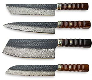 Calisso Advanced Set 4 tlg. 69 Lagen Damaststahl - Damastmesserset, Küchenmesser, Kochmesser