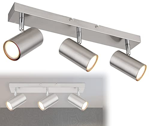 bmf-versand® Deckenstrahler 3 Flammig Schwenkbar - Deckenleuchte mit 3 Spots - Deckenlampe Wohnzimmer Modern - Strahler Küche Fassung GU10