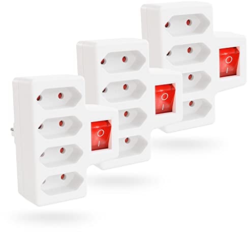 greate 3X 4fach Steckdose für Eurostecker mit Schalter bis 2300W - Steckdosenadapter 4fach ohne Kabel, 4fach Stecker, Mehrfachsteckdose ohne Kabel, Eurostecker Verteiler, Mehrfachstecker Eurostecker