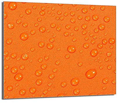Herdabdeckplatte 60x52 Einteilig Glas Elektroherd Induktion Herdschutz Spritzschutz Glasplatte Deko Schneidebrett, Tropfen Orange