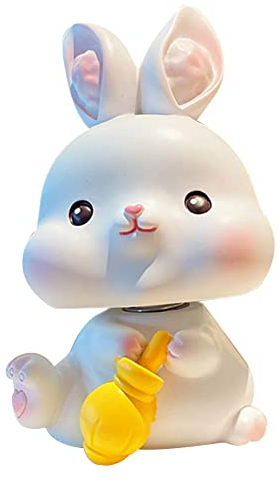 iSpchen Mini Hase Figur Harz Ornament Auto Wackelfigur DIY Miniatur Kaninchen niedliche Wackelkopf Kaninchen Figur Kuchen Dekoration Armaturenbrett Ornamente Schreibtisch Heimdekoration