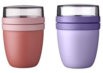 Mepal | Lunchpot Ellipse Mixed | Vivid Mauve + Vivid Lilac | Müslibecher to go | Unterteilung für Joghurt & Müsli | 500 ml + 200 ml | Geeignet für Gefrierschrank, Mikrowelle & Spülmaschine