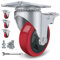 Schwerlastrollen 100mm, 4er Set 100mm PU Rollen Schwerlast mit Bremse, Tragfähigkeit 600KG, 360° schwenkbar Castors, Lager aus Kohlenstoffstahl, Verschleißfeste, Geräuschlose Rollen
