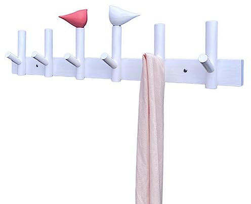 NEWCIX Hölzerne Vogel Garderobe, Weiße Massivholz Haken, Hut Rack Wand Reihe Haken Hängen Wand Eingang In Die Tür Garderobe Haken