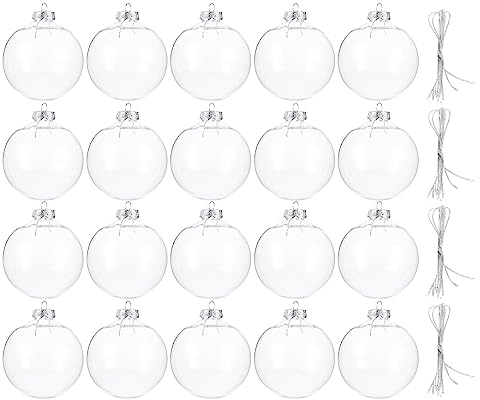 ifundom 20st Transparente Weihnachtskugel Hohle Dekoration Befüllbare, Durchsichtige Ornamentkugel Befüllbarer Baumschmuck Klare Hängende Kugel DIY Medaillon Das Haustier EIN Bad Nehmen