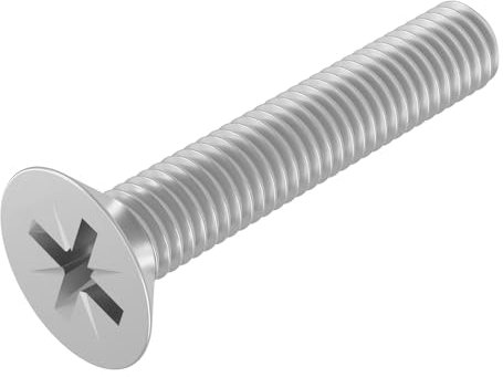 SECCARO Viti a testa svasata M2 x 12 mm, in acciaio inox V2A VA A2, DIN 965, Phillips PZ, filettatura completa, 20 pezzi
