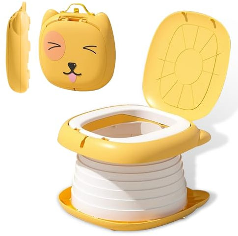 Toilette Enfant, Toilettes Pliantes pour Enfants, pot Pliant de Voyage Portable, Camping sur la Route ou Utilisation à la Maison avec sac de Secours Jetable