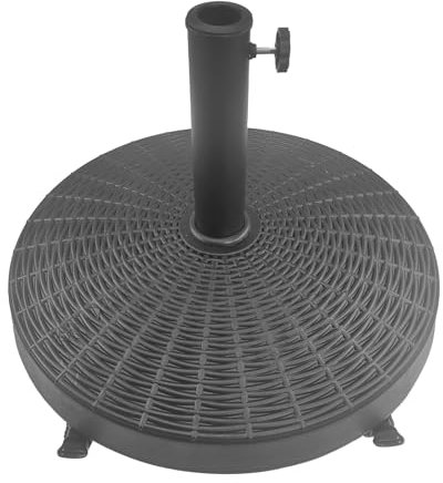 T&Jero Base per ombrellone da 22,7 kg, rotonda, resistente, con ruote, per patio, nero