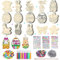 Bastelset Holz Ostern Kinder,265 Stück Ostern anhänger holz,Osterdeko basteln kinder holz,Hasen aus Holz zum Bemalen,Holzanhänger Ostern Zum Bemalen,Ostern Holz zum Malen,Ostern Holzbastelset