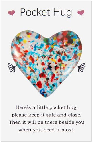 HBJSP Pocket Hugs Heart, Thinking of You Gifts, Keepsake Gifts for Women Friends, Go to University School Positive Good Luck Birthday Wedding Christmas Mothers Day Valentines (Multicolor)