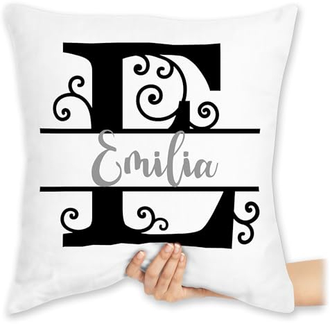 Kissen 40x40 Zierkissen - Anfangsbuchstabe anpassbar Name Geschenk Initialen I - 40 x 40 cm - Weiß - buchstabenkissen Buchstaben Buchstabe personalisiertes personalisierte großeltern