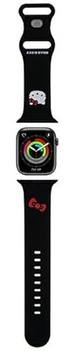 Hello Kitty HKAWLSCHBLK Correa para Apple Watch 42/44/45/49 mm, correa de silicona negra, cabeza de gatito, Silicona