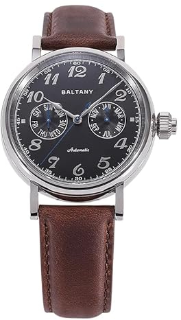 NIADI Baltany 9122 Automatik S6048 Mono-Pusher-Funktion Herrenuhr mit Mop-Zifferblatt, Leder, Retro-Stil, V 2, Retro