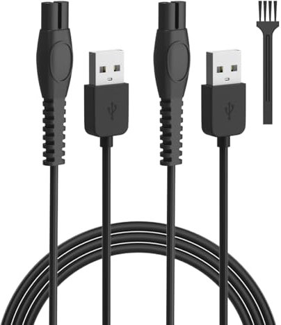 Cable de Cargador Carga 5V para Philips Norelco OneBlade 360 QP2724 QP2720 QP2824 QP2734 QP4631 MG7910 MG5910 MG9510 PQ888 PQ889 2400 Cable de carga USB 2-Pack Eléctrico Adaptador
