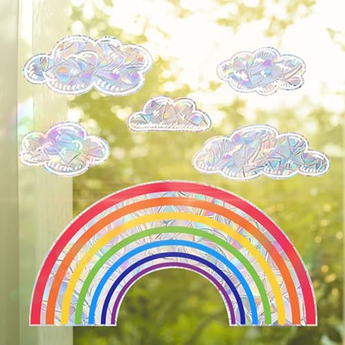 XQMMGO Regenbogen Fensterbilder, Sun Catcher Sticker, Fensterbilder Selbstklebend, Fensterfolie Kinderzimmer, für Glasscheiben Regenbogen Aufkleber Fensteraufkleber (Regenbogen)