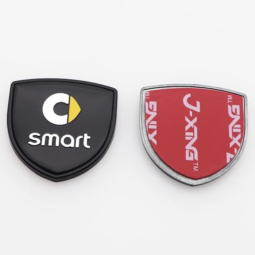 QFYANXUAN Auto Abzeichen Logo Aufkleber für Smart Fortwo Forfour 453 451 450, Schwarz, Kunststoff, 3D Autoaufkleber - Emblem, Kleinwagen, Stadtwagen, Front, Rear