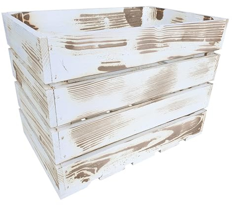 Lermowood Holzkisten Reg 25 x 40 x 30cm Vintage | Dekokisten aus Holz Massive Holzkiste Regalkiste Weinkiste