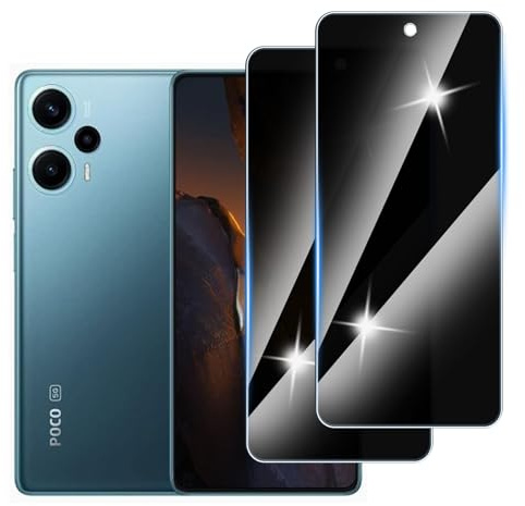 Hirshen 【2 Piezas】 Protector Pantalla Privacidad para Poco F5,Anti-Espía Vidrio Película,Cristal Vidrio Templado Anti Espía,9H Dureza,Sin Burbujas,Anti-Arañazo,Privacy Screen Protector