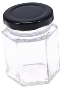 Mikinona Sechseckiges Honig-vorratsglas 45 Ml Leere Flasche Nuss-zuckerkanister Küchenaufbewahrung Organizer Flacher Boden