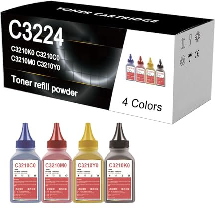 KLXFJ C3224 C3210K0 C3210C0 C3210M0 C3210Y0 Tonerkartusche Nachfülltoner Pulver Kompatibel Für Lexmark C3224dw C3326dw C3426dw C3224dwe MC3224i C3326i C3426i Drucker,4 Colors-1 Set