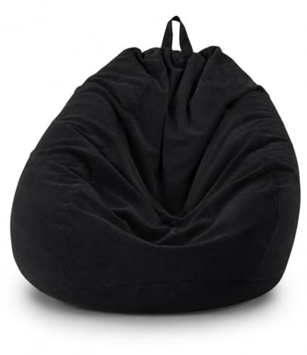 Highdi Sitzsack für Erwachsene, Schwarz Sitzsack Outdoor (Keine Füllung), Abnehmbarer Sitzsäcke, Für den Innen- oder Außenbereich Lazy Gaming Bean Bag Chair(85 x 110 cm)