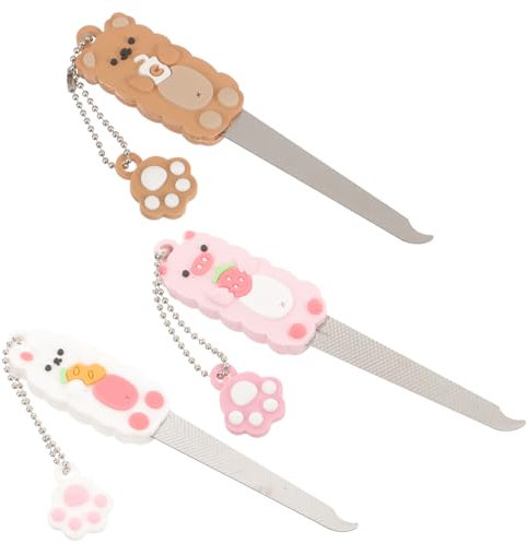 LOORGVEL Limas de Uñas Cartoon 3 Pcs Limas para Uñas Decorativas Herramienta para Manicura para Mujeres Diseño Adorable Casa y Viaje
