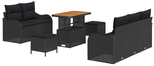 vidaXL Garten-Sofa-Set 8 STK. 7-Sitzanzahl Schwarz