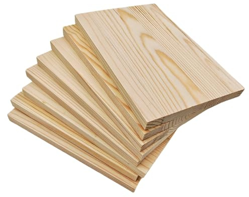 8 tavole e blocchi rettangolari in legno non verniciati per fai da te, 15 x 10 x 1 cm, grezzi, per intagliare, dipingere e pirografare
