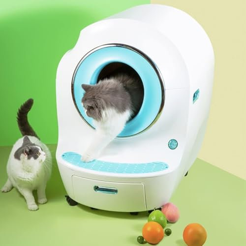 Self Cleaning Cat Litter Box, 9L Odor Removal Robot Toilet with Closed Sandbox for Multiple Cats
