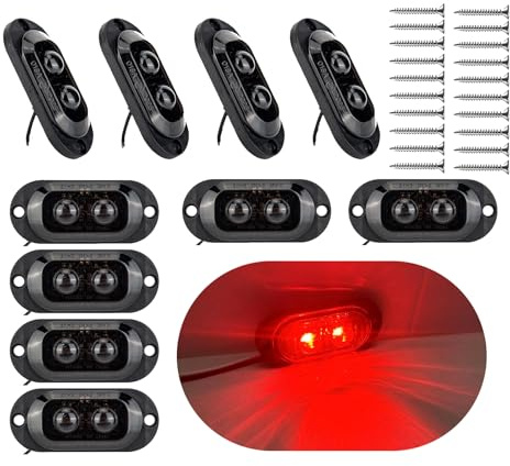 Krtopo 10x Leuchten Begrenzungsleuchten Anhänger 12/24V 3000K Umrissleuchte | Positionsleuchte Universelle Wasserdichte Seitenmarkierungsleuchten für LKW Bus Caravan (Rot, 65mm*28mm*10mm)