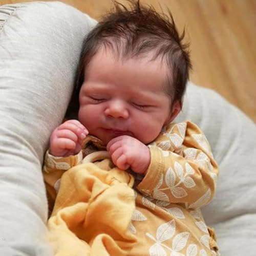 RXDOLL Asleep Reborn Babypuppen Silikon Ganzkörper 45,7 cm Realistische Neugeborene Babypuppe Lebensechte Babys Mädchen Anatomisch Korrekte Säuglingspuppen Spielzeug Geburtstagsgeschenke für Kinder ab