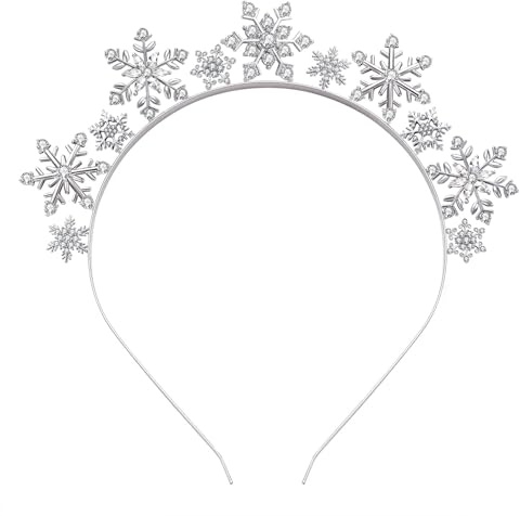 Weihnachts Haarreif, Haarreif Schneeflocke, Haarreifs Weihnachten, Silber Strass Stirnbänder, Schneeflocken Haarschmuck, Kopfschmuck Weihnachten, für Das srollenspiel der Frauen (A, Standard)