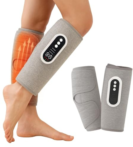 HubiCare Beheiztes Wadenmassagegerät mit Luftkompression und Wärme, 3 Massagemodi, 3 Intensitätsstufen, kabellos, USB-C-aufladbar, 2000-mAh-Akku, 15-Minuten-Auto-Off