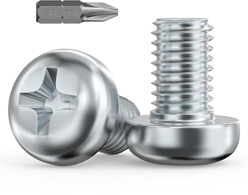 Valorada 20Pcs M5 Screws, M5 x 8mm Pan Head Machine Screws, Phillips Drive, Fully Threaded, Zinc Steel, Bright Finish with Bit