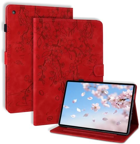LSPCASA Funda para iPad de 9,7 pulgadas de 6ª generación 2018/5ª generación 2017 A1954 A1893 A1823 A1822 Folio Flip PU Cuero con Soporte para Lápiz Soporte Billetera Tableta Funda Protectora Rojo Flor