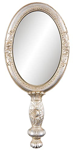 Clayre & Eef 62S007 Spiegel/Handspiegel Silber/Make Up Spiegel Vintage/Landhausstil 12 * 3 * 27 cm