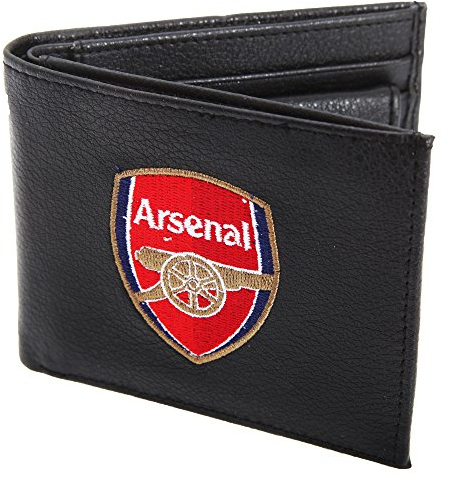 Arsenal FC Herren Leder Geldbörse mit Club Wappen (Einheitsgröße) (Schwarz)