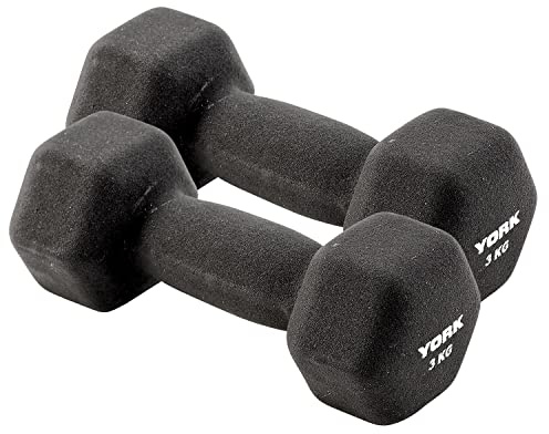York 3Kg Neoprene Hex Dumbbells (x2)