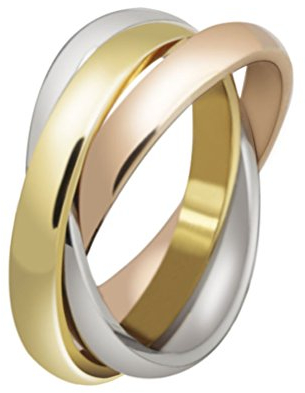HIJONES Schmuck Damen für Immer Liebes Series Stilvolle Trizyklische Tricolor Ring Größe 54 (17.2)