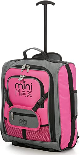 Minimax - Valigia per bambini, trolley, borsa a mano, zaino con tasca frontale per giocattoli, bambole, orsacchiotto rosa rosa S