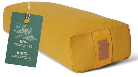 #DoYourYoga Yogabolster »Paravati« mit Bio-Dinkelspelz (KBA), waschbarer Bezug, 67cm x 13cm, Yogakissen/Sitzkissen/Zafukissen für Yin Yoga - indischgelb
