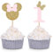 Giuffi Cupcake-Topper Für Den Ersten Geburtstag,Minnie Mouse,Pink/Gold,24 Stück Rosa und Gold